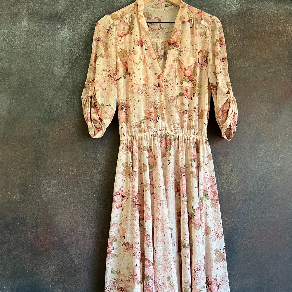 Vintage 60s/70s Floral Sheer Dress